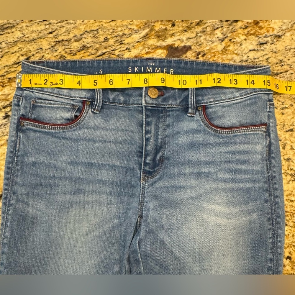 White House Black Market The Skimmer Jeans Faux Leather Trim Ankle Zip Size 4 - Picture 13 of 15